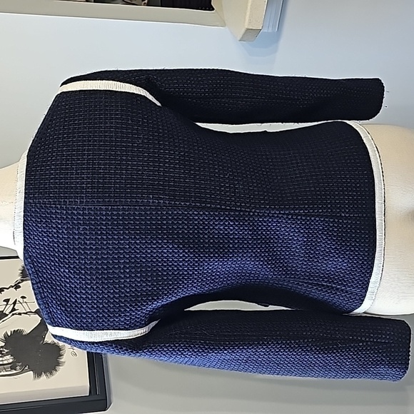 HELENE London career blue/black tweed, jacket with white trim. Size small. - Picture 7 of 11